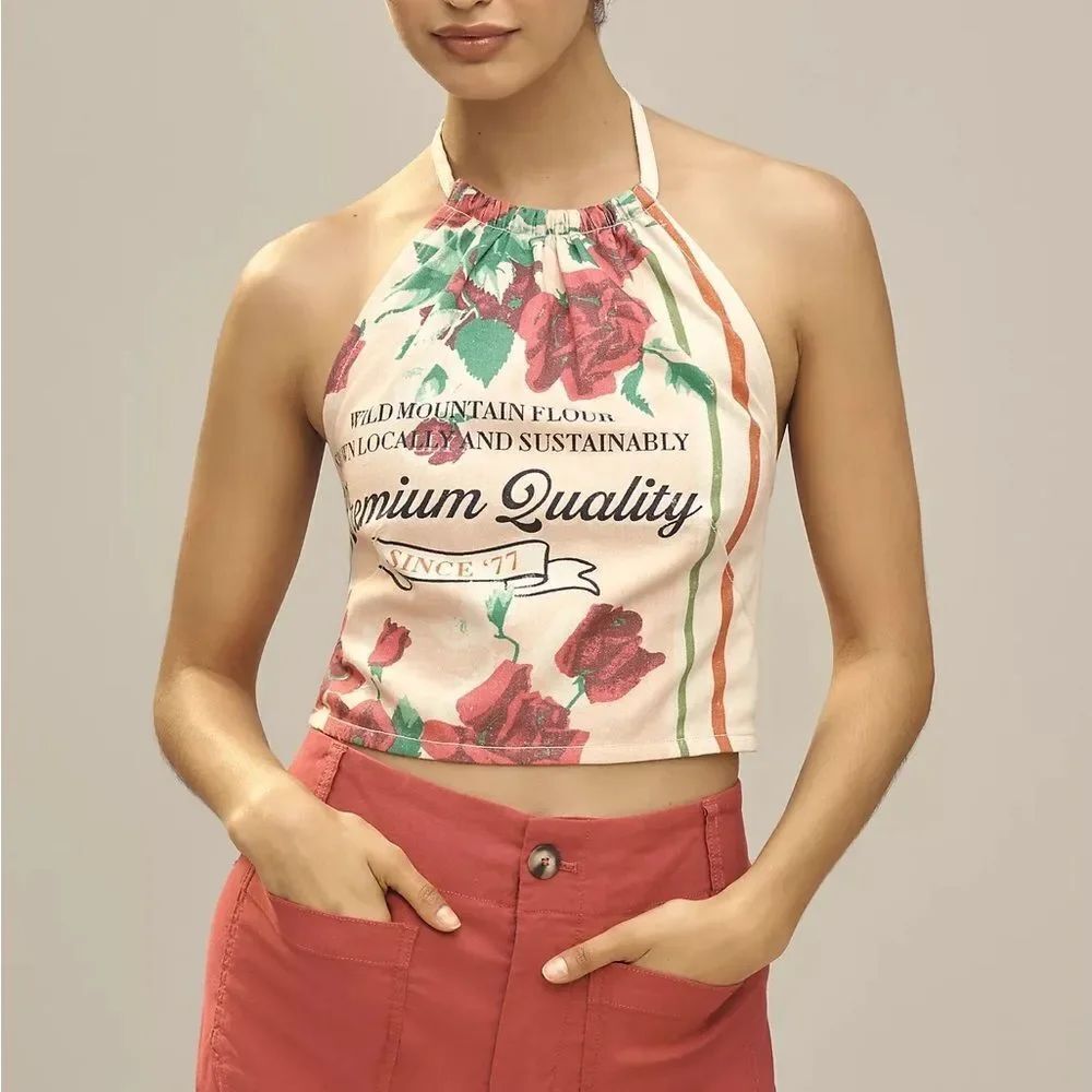 NWT Anthropologie Maeve Printed Halter Top